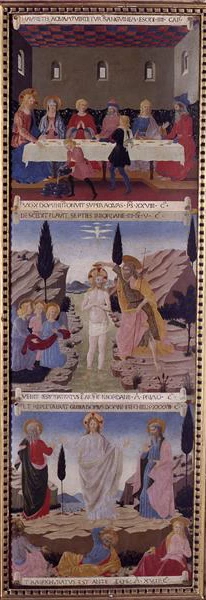 Scene dell'Ultima Cena, Il Battesimo di Cristo e L'Ascensione, tavola due dal Tesoro d'argento della Santissima Annunziata - Museo di San Marco, Firenze